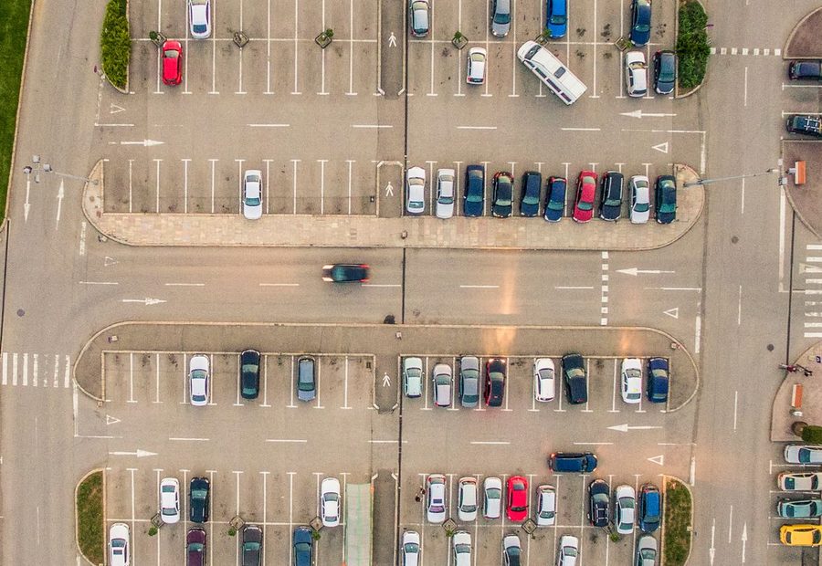 Commercial concrete parking lot and approach apron poured for a business site